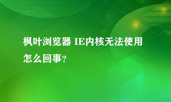 枫叶浏览器 IE内核无法使用 怎么回事？