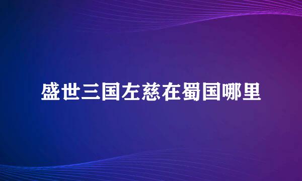 盛世三国左慈在蜀国哪里