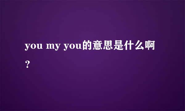 you my you的意思是什么啊？