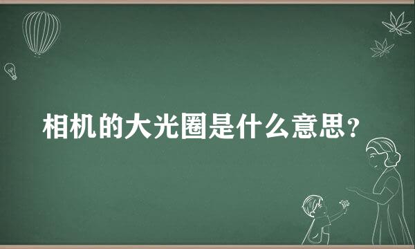 相机的大光圈是什么意思？