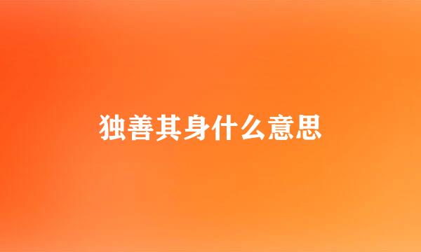 独善其身什么意思