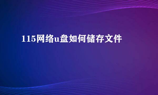 115网络u盘如何储存文件