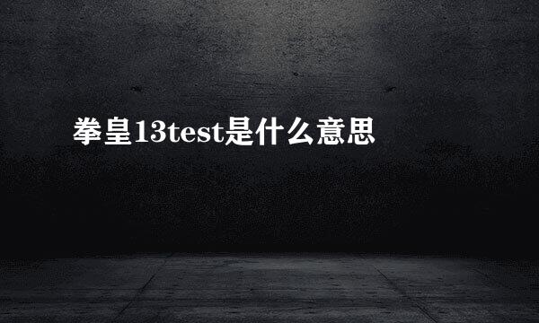 拳皇13test是什么意思