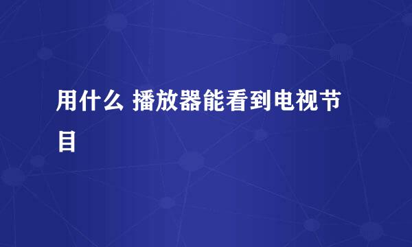 用什么 播放器能看到电视节目