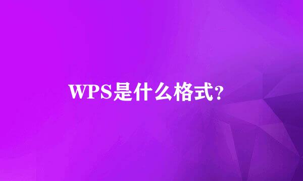 WPS是什么格式？