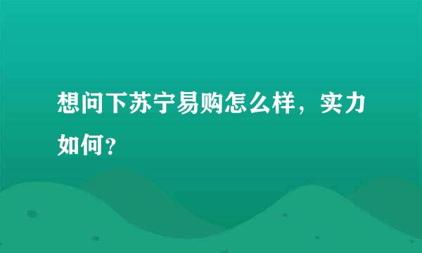 想问下苏宁易购怎么样，实力如何？