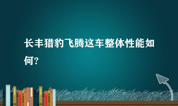 长丰猎豹飞腾这车整体性能如何?