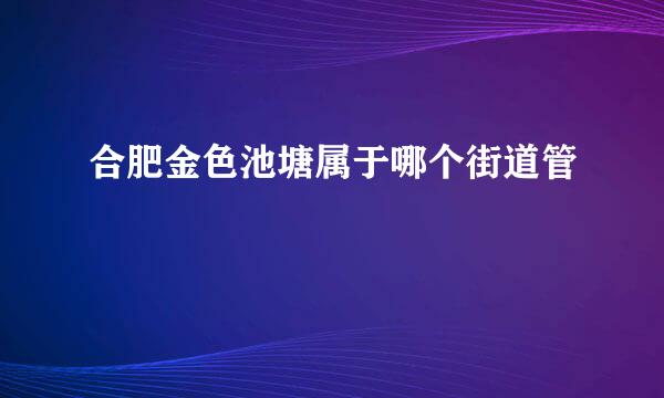 合肥金色池塘属于哪个街道管