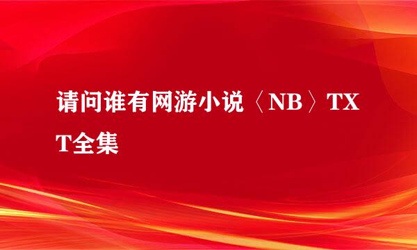 请问谁有网游小说〈NB〉TXT全集