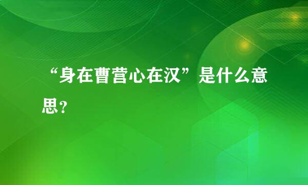 “身在曹营心在汉”是什么意思？