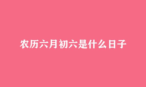 农历六月初六是什么日子