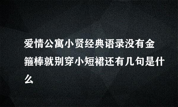 爱情公寓小贤经典语录没有金箍棒就别穿小短裙还有几句是什么