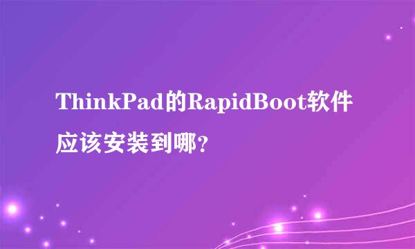 ThinkPad的RapidBoot软件应该安装到哪？