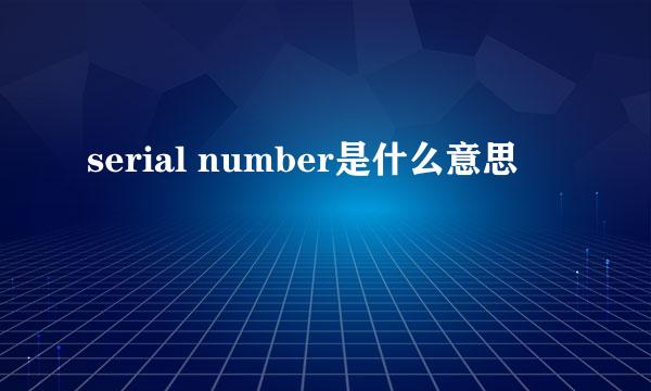 serial number是什么意思