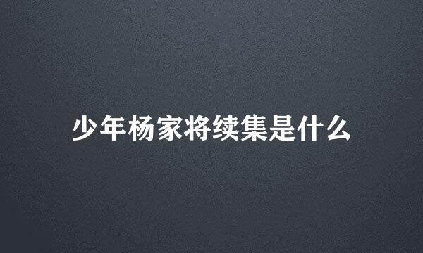 少年杨家将续集是什么