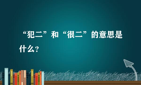 “犯二”和“很二”的意思是什么？