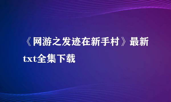 《网游之发迹在新手村》最新txt全集下载