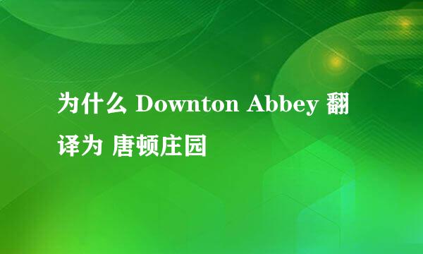 为什么 Downton Abbey 翻译为 唐顿庄园