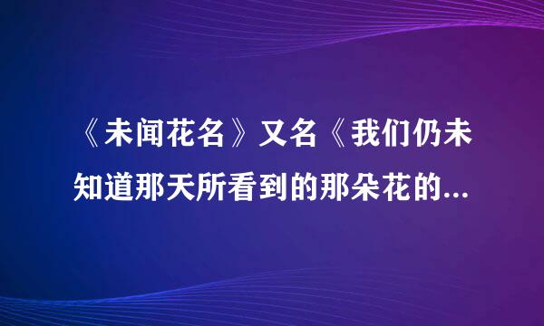 《未闻花名》又名《我们仍未知道那天所看到的那朵花的名字》讲的是什么？求详细解答。