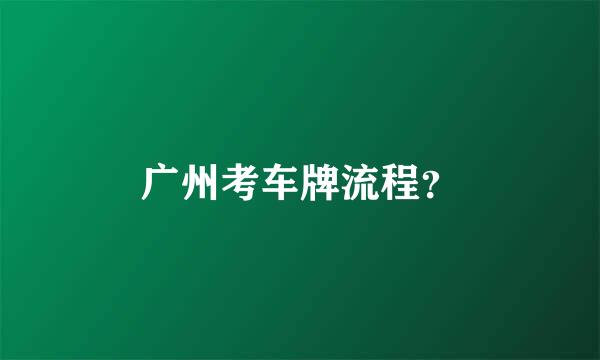 广州考车牌流程？