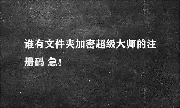 谁有文件夹加密超级大师的注册码 急！