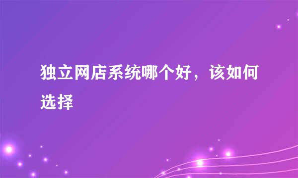 独立网店系统哪个好，该如何选择