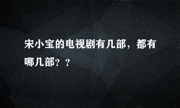 宋小宝的电视剧有几部，都有哪几部？？