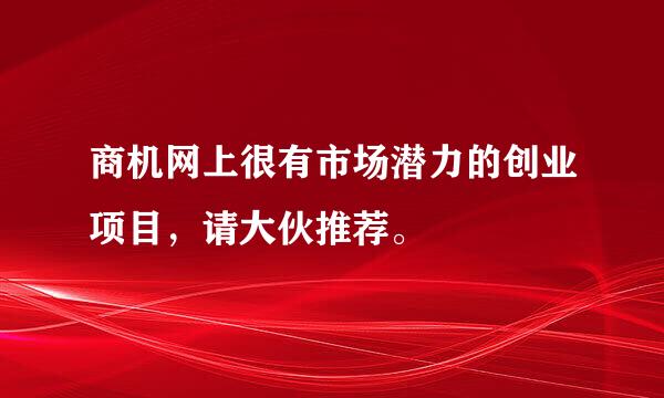 商机网上很有市场潜力的创业项目，请大伙推荐。