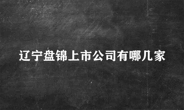 辽宁盘锦上市公司有哪几家