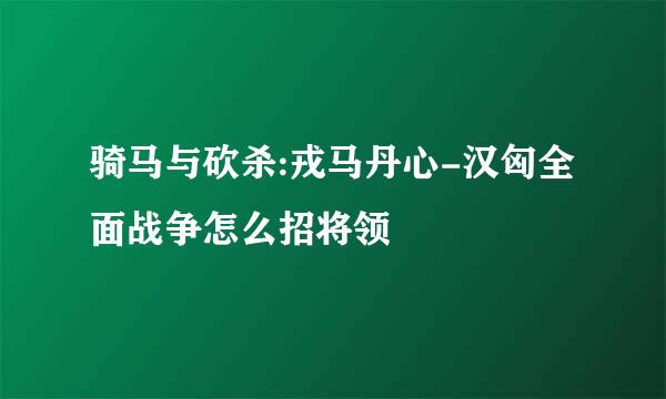 骑马与砍杀:戎马丹心-汉匈全面战争怎么招将领