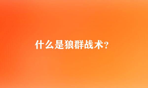 什么是狼群战术？