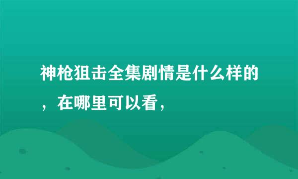 神枪狙击全集剧情是什么样的，在哪里可以看，