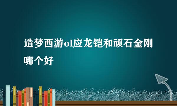 造梦西游ol应龙铠和顽石金刚哪个好