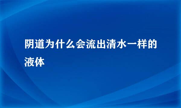 阴道为什么会流出清水一样的液体