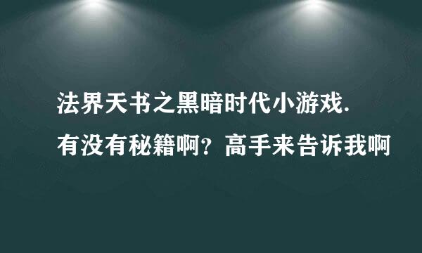 法界天书之黑暗时代小游戏.有没有秘籍啊？高手来告诉我啊