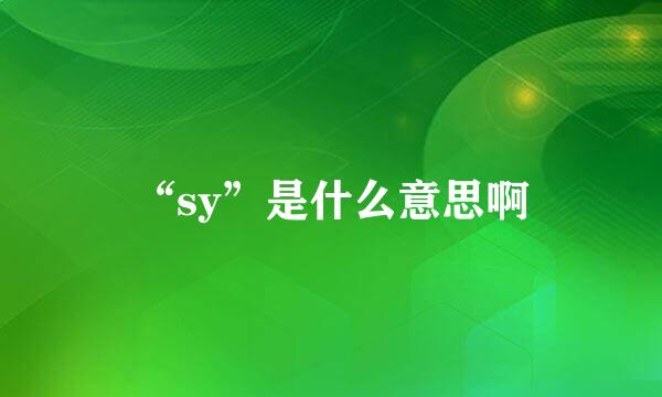 “sy”是什么意思啊