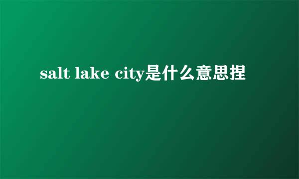 salt lake city是什么意思捏