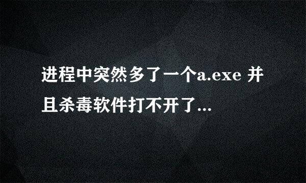 进程中突然多了一个a.exe 并且杀毒软件打不开了 求助求助。 100分