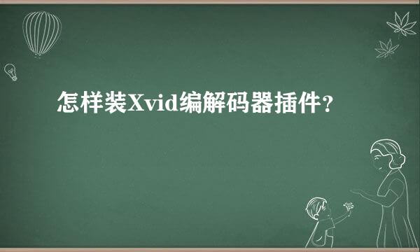 怎样装Xvid编解码器插件？