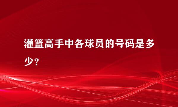 灌篮高手中各球员的号码是多少？