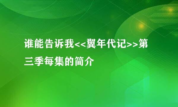 谁能告诉我<<翼年代记>>第三季每集的简介