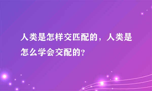 人类是怎样交匹配的，人类是怎么学会交配的？