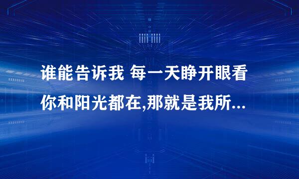 谁能告诉我 每一天睁开眼看你和阳光都在,那就是我所要的未来 这句歌词 是什么歌