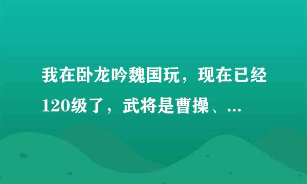 我在卧龙吟魏国玩，现在已经120级了，武将是曹操、曹仁、刘表、王异、攀氏，应该选哪些兵种？