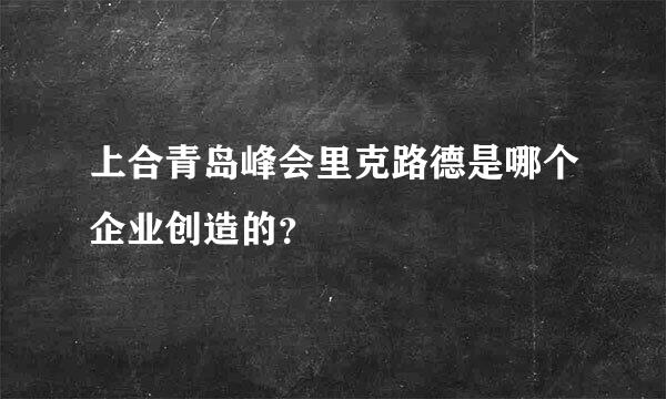 上合青岛峰会里克路德是哪个企业创造的？