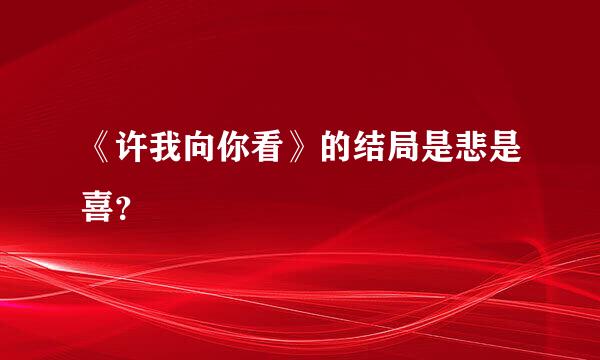 《许我向你看》的结局是悲是喜？