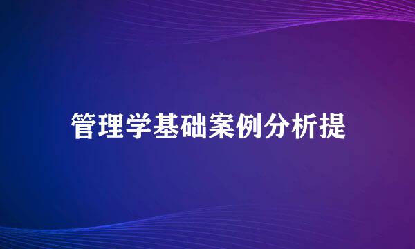 管理学基础案例分析提