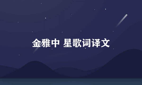 金雅中 星歌词译文