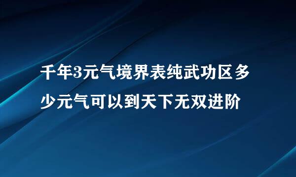 千年3元气境界表纯武功区多少元气可以到天下无双进阶