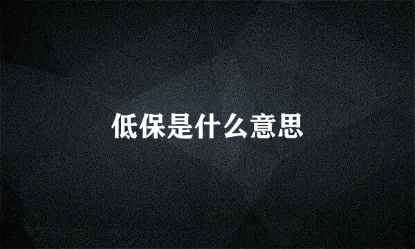 低保是什么意思